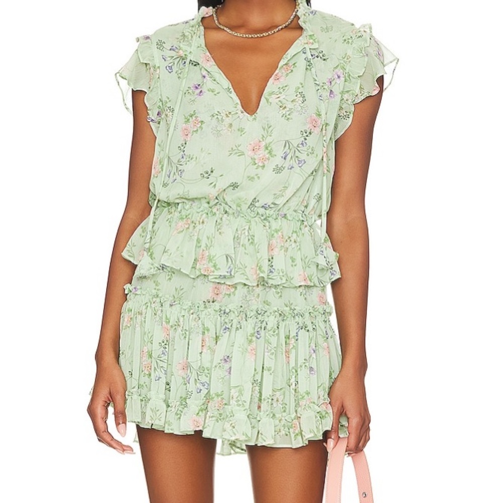 Lillian mini dress in Sage Botanica, MISA Los Angeles Dress in size small